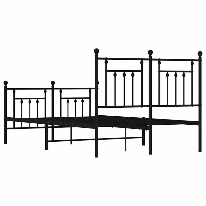 vidaXL fekete fém ágykeret fej- és lábtámlával 135 x 190 cm