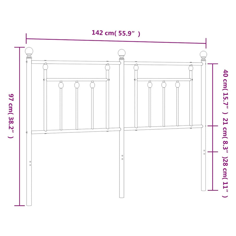 vidaXL fekete fém fejtámla 135 cm