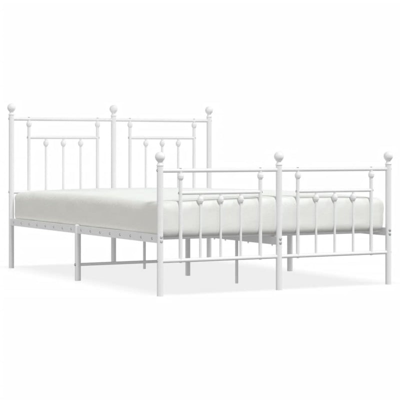 vidaXL fehér fém ágykeret fej- és lábtámlával 140 x 190 cm