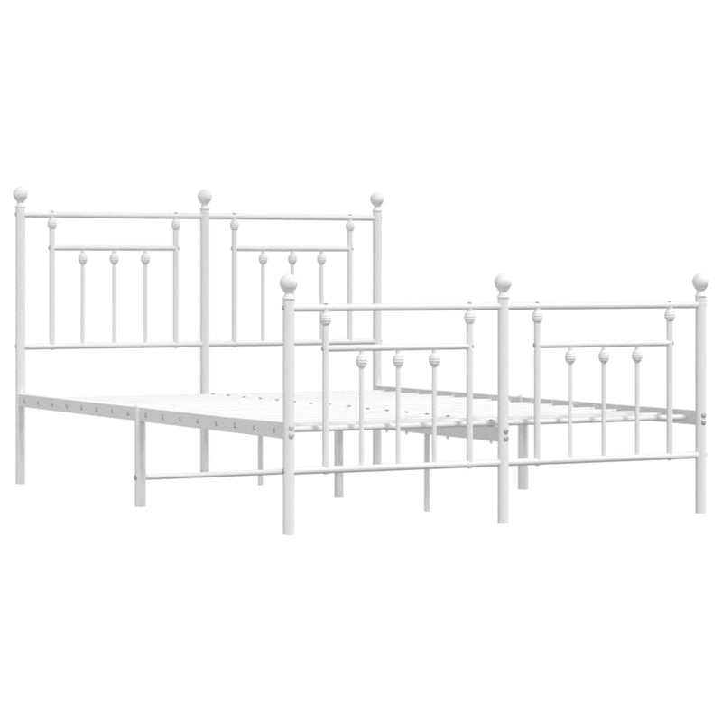 vidaXL fehér fém ágykeret fej- és lábtámlával 140 x 190 cm