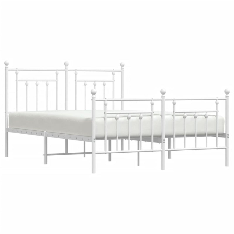 vidaXL fehér fém ágykeret fej- és lábtámlával 140 x 190 cm