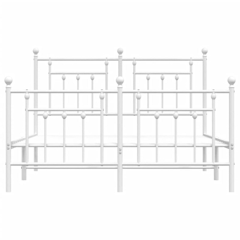 vidaXL fehér fém ágykeret fej- és lábtámlával 140 x 190 cm