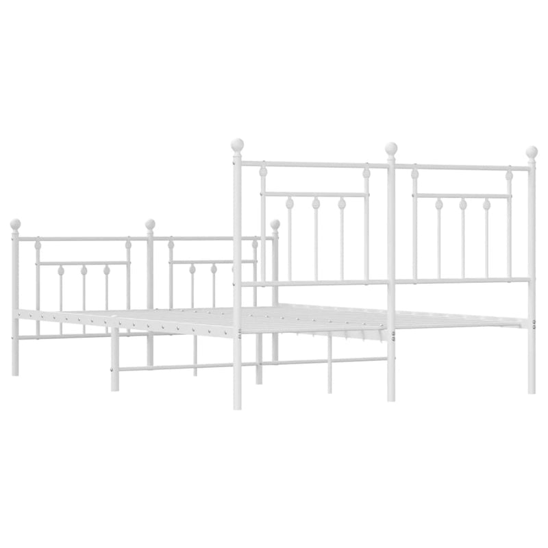 vidaXL fehér fém ágykeret fej- és lábtámlával 140 x 190 cm