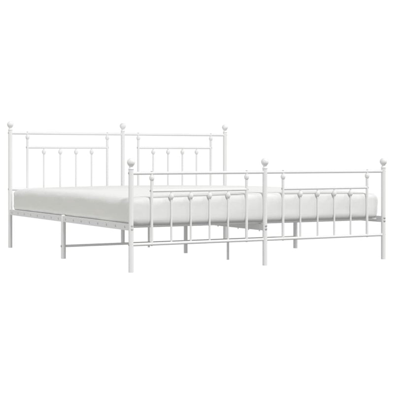 vidaXL fehér fém ágykeret fej- és lábtámlával 200x200 cm