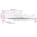 vidaXL fehér fém ágykeret fej- és lábtámlával 200x200 cm