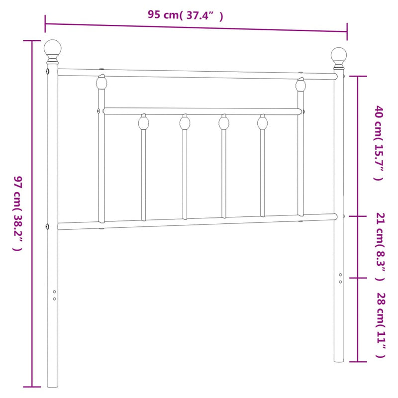 vidaXL fehér fém fejtámla 90 cm