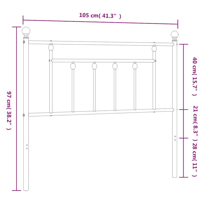 vidaXL fehér fém fejtámla 100 cm