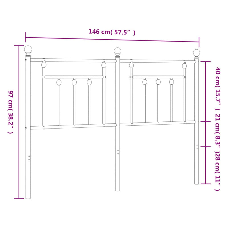 vidaXL fehér fém fejtámla 140 cm