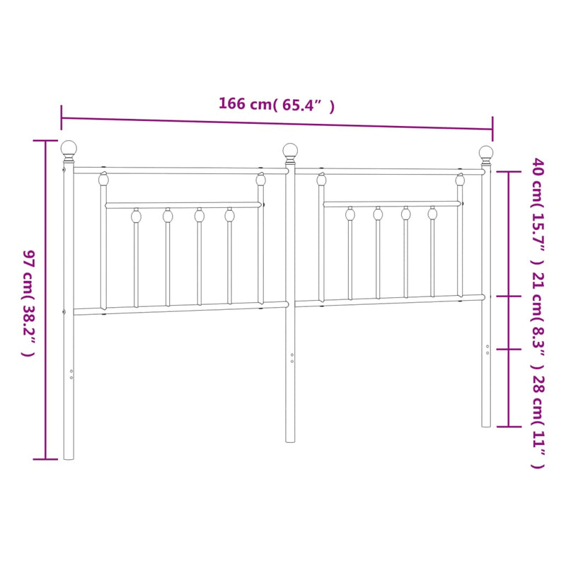vidaXL fehér fém fejtámla 160 cm