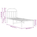 vidaXL fekete fém ágykeret fejtámlával 75 x 190 cm
