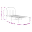 vidaXL fekete fém ágykeret fejtámlával 80 x 200 cm