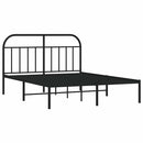 vidaXL fekete fém ágykeret fejtámlával 135 x 190 cm