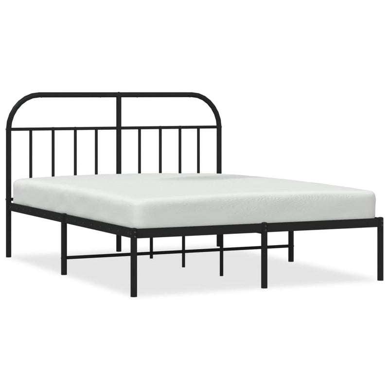 vidaXL fekete fém ágykeret fejtámlával 140 x 190 cm