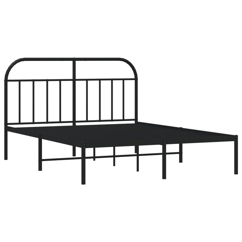 vidaXL fekete fém ágykeret fejtámlával 140 x 190 cm