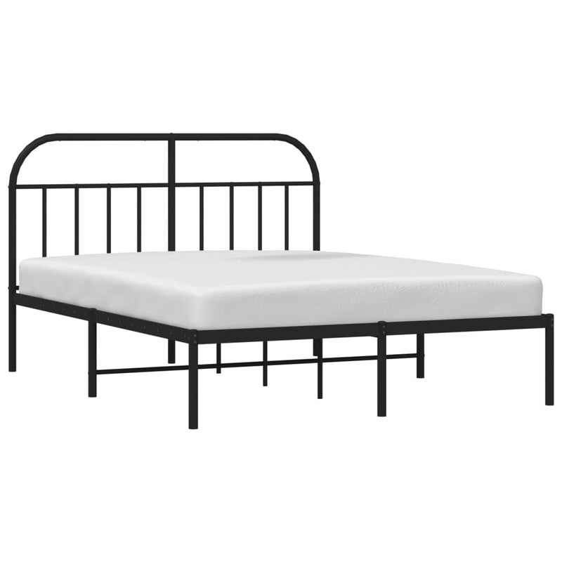 vidaXL fekete fém ágykeret fejtámlával 140 x 190 cm