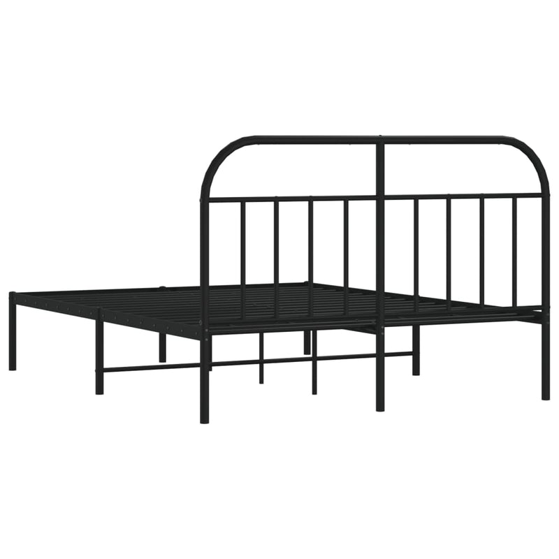 vidaXL fekete fém ágykeret fejtámlával 140 x 190 cm