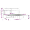 vidaXL fekete fém ágykeret fejtámlával 200 x 200 cm