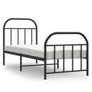 vidaXL fekete fém ágykeret fej- és lábtámlával 75 x 190 cm