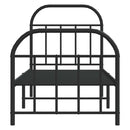 vidaXL fekete fém ágykeret fej- és lábtámlával 75 x 190 cm