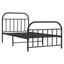 vidaXL fekete fém ágykeret fej- és lábtámlával 107 x 203 cm