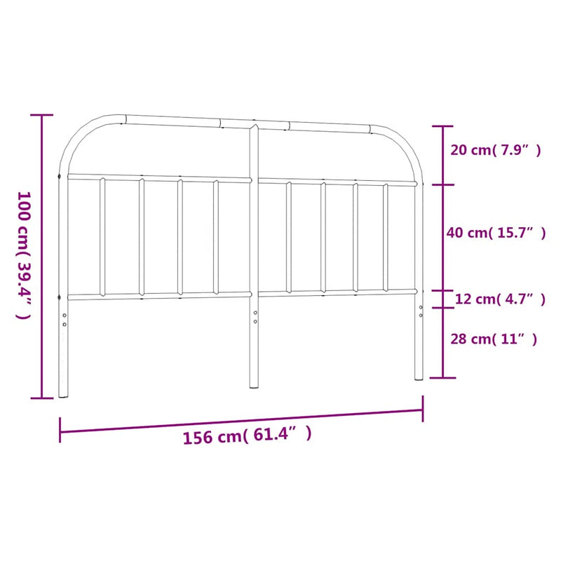 vidaXL fekete fém fejtámla 150 cm