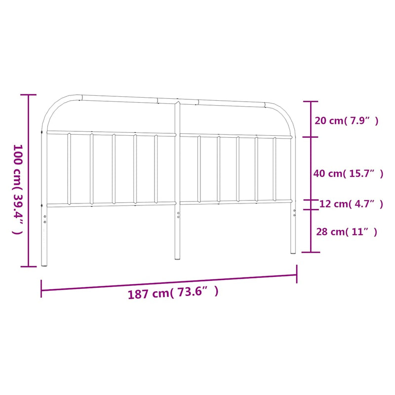 vidaXL fekete fém fejtámla 180 cm