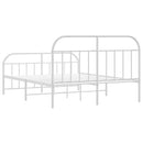 vidaXL fehér fém ágykeret fej- és lábtámlával 135x190 cm