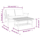 vidaXL 2 részes bambusz kerti ülőgarnitúra krémfehér párnákkal