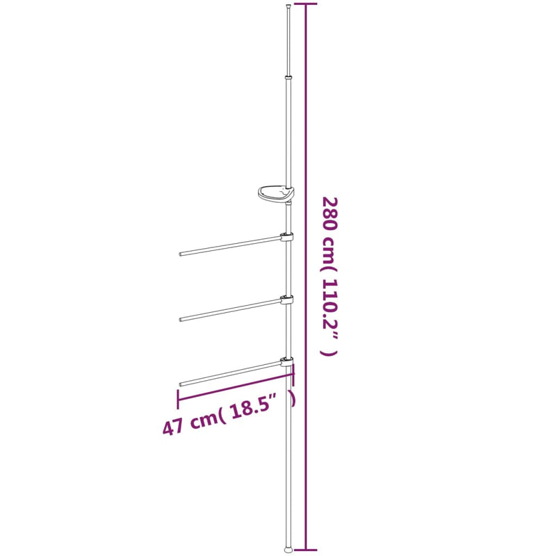 vidaXL alumínium törülközőtartó 47 x 280 cm