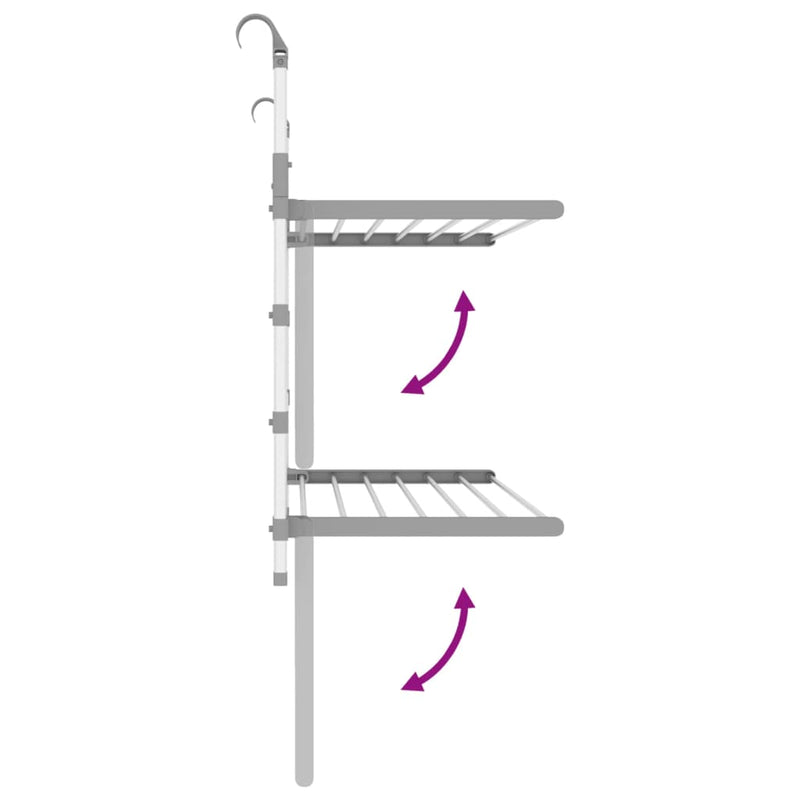 vidaXL alumínium erkély ruhaszárító 89 x 25 x (60-95) cm