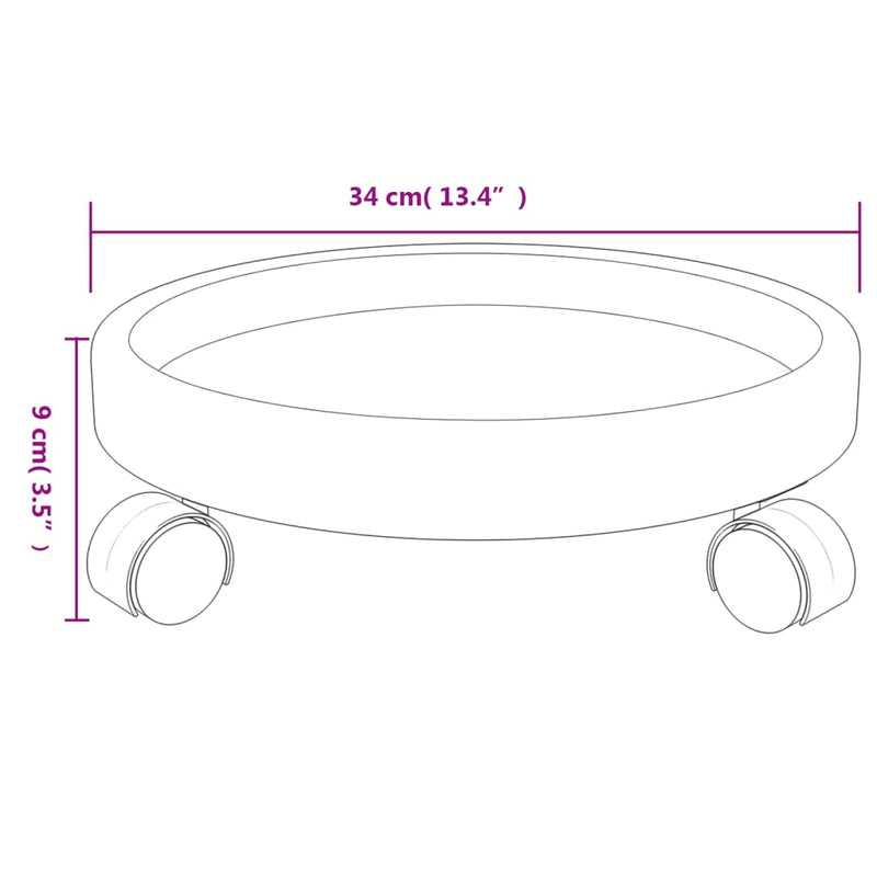 vidaXL 2 db szürke kerekes virágtartó átmérő 34 cm 35 kg