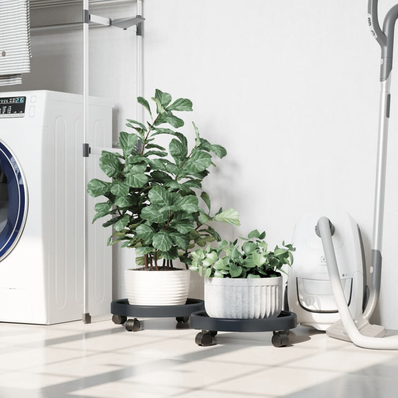 vidaXL 2 db szürke kerekes virágtartó átmérő 34 cm 35 kg