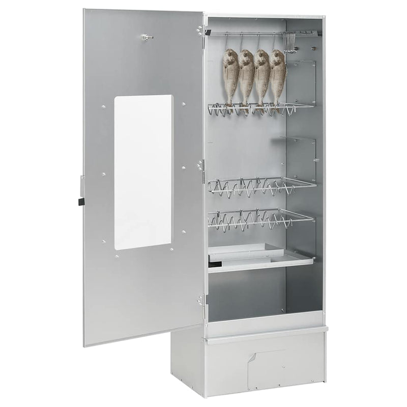 vidaXL horganyzott acél BBQ füstölőkemence faaprítékkal 44,5x29x110 cm