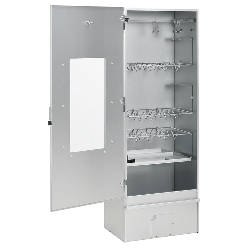 vidaXL horganyzott acél BBQ füstölőkemence faaprítékkal 44,5x29x110 cm