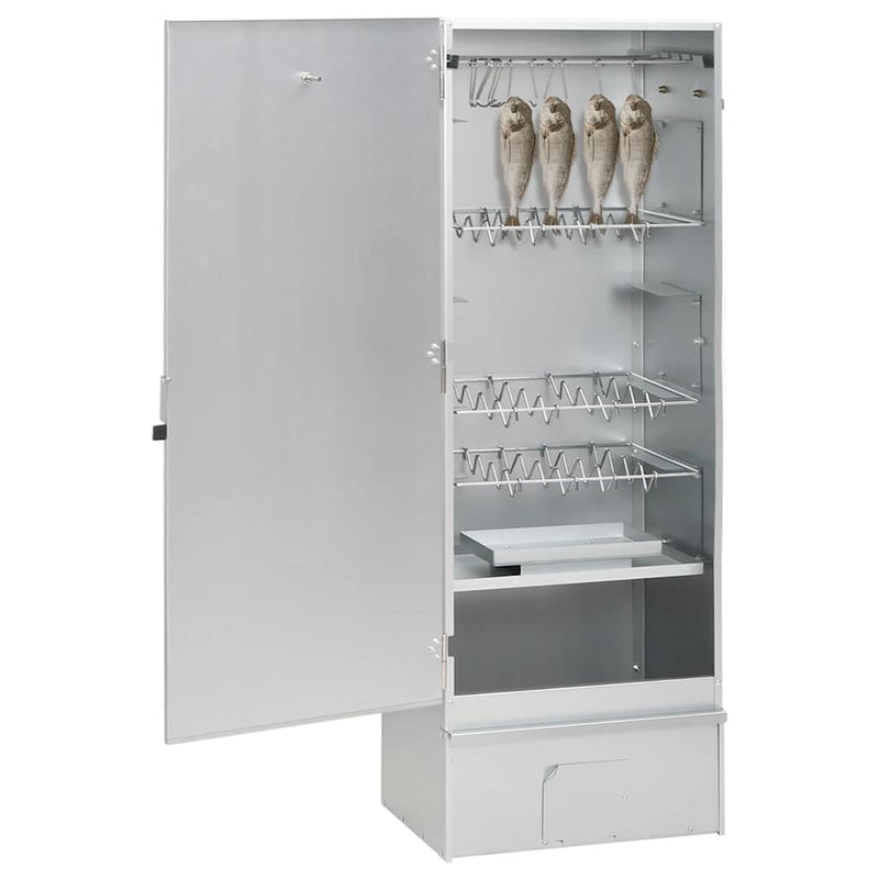 vidaXL horganyzott acél BBQ füstölőkemence faaprítékkal 44,5x29x110 cm
