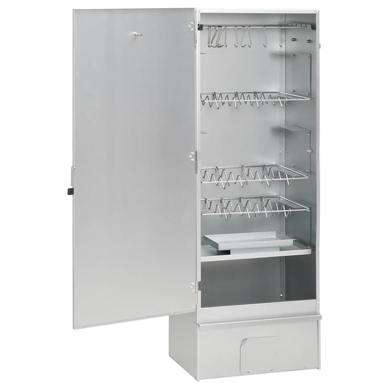 vidaXL horganyzott acél BBQ füstölőkemence faaprítékkal 44,5x29x110 cm