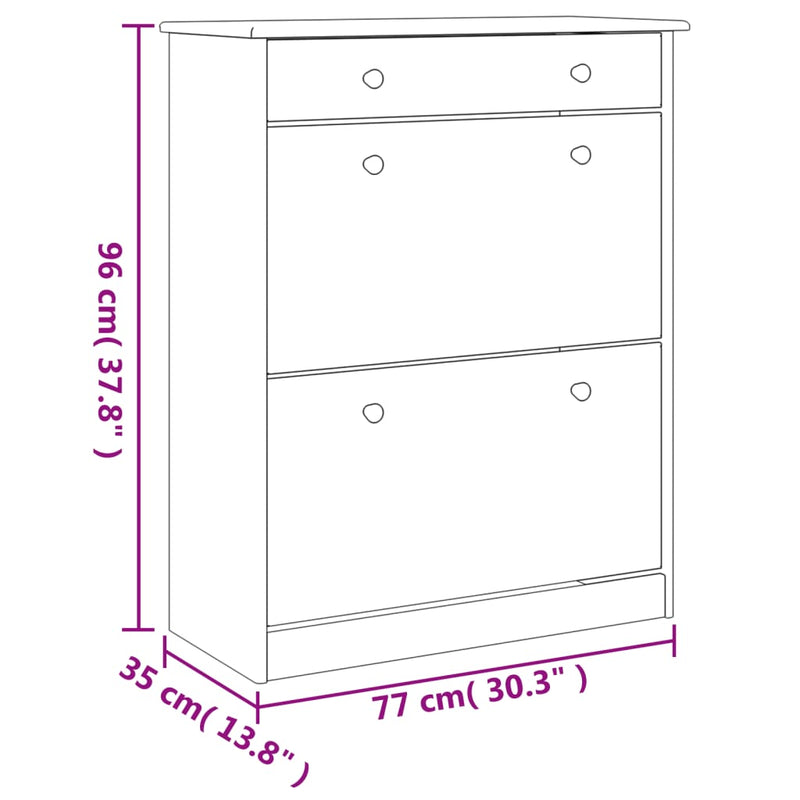 vidaXL ALTA tömör fenyőfa cipőszekrény 77 x 35 x 96 cm