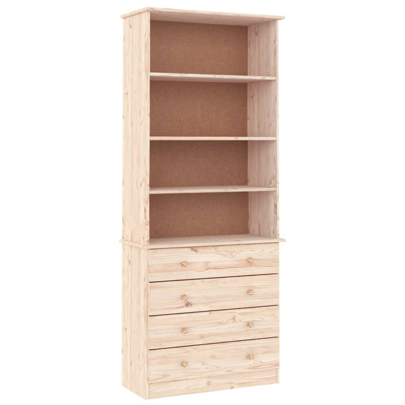 vidaXL ALTA tömör fenyőfa fiókos könyvszekrény 77x35x186,5 cm