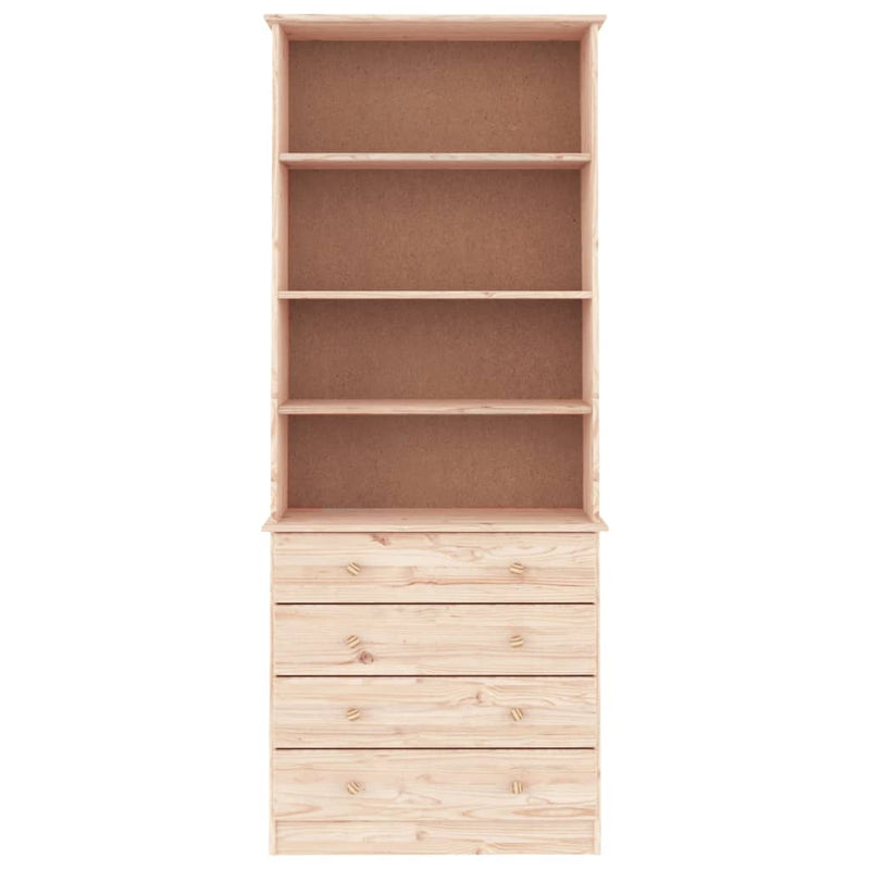 vidaXL ALTA tömör fenyőfa fiókos könyvszekrény 77x35x186,5 cm