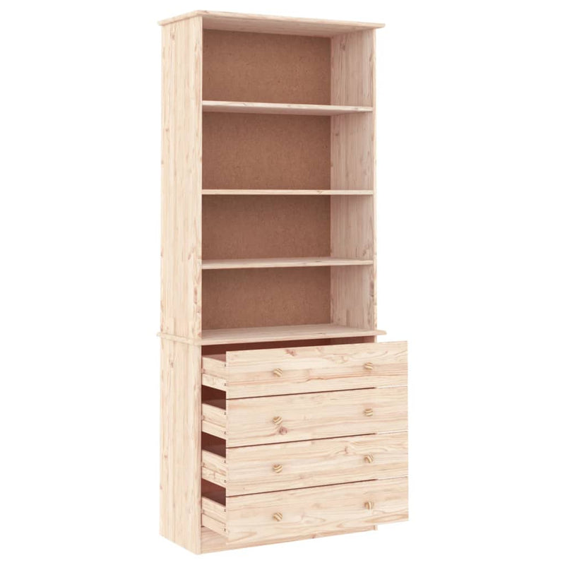 vidaXL ALTA tömör fenyőfa fiókos könyvszekrény 77x35x186,5 cm