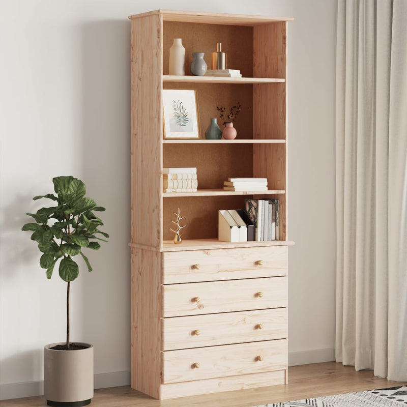vidaXL ALTA tömör fenyőfa fiókos könyvszekrény 77x35x186,5 cm