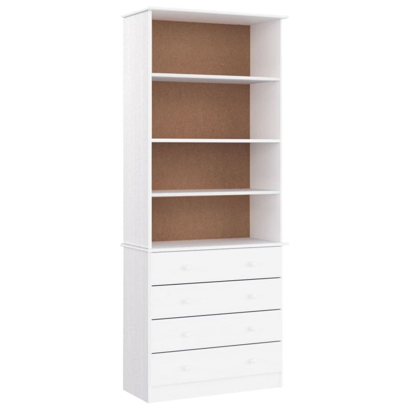 vidaXL ALTA fehér tömör fenyőfa fiókos könyvszekrény 77x35x186,5 cm