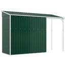 vidaXL zöld kerti fészer meghosszabbított tetővel 277 x 110,5 x 181 cm