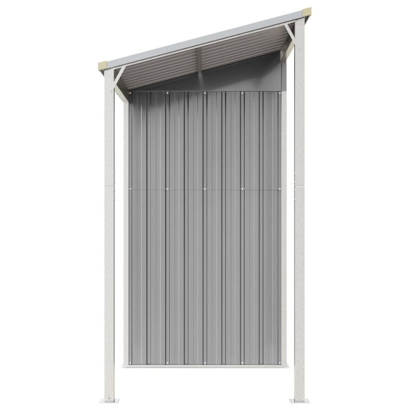 vidaXL világosszürke fészer meghosszabbított tetővel 277x110,5x181 cm