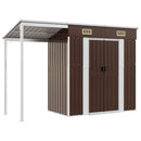 vidaXL barna kerti fészer meghosszabbított tetővel 277x110,5x181 cm