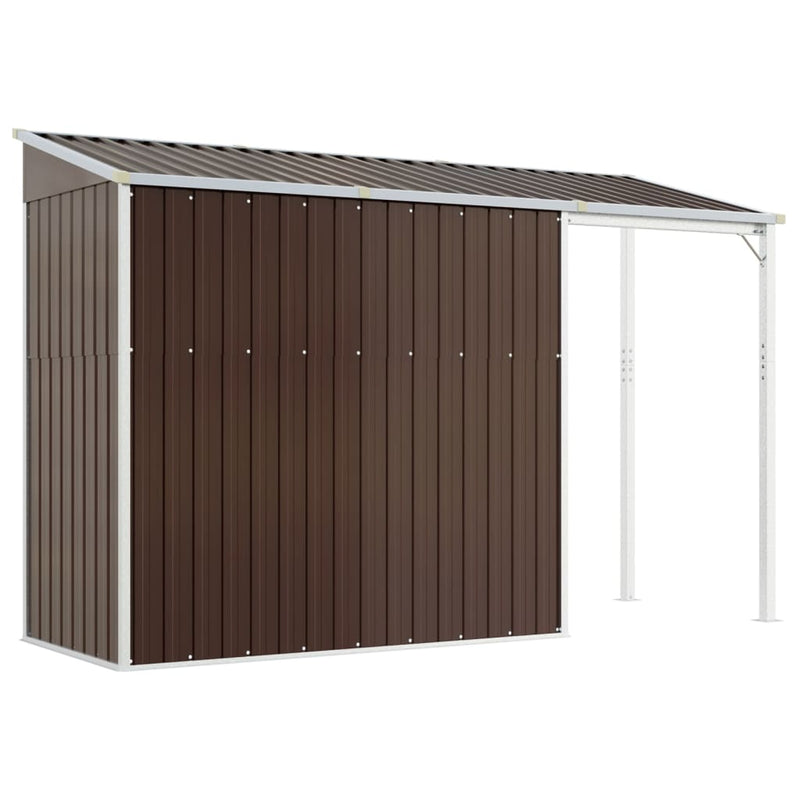 vidaXL barna kerti fészer meghosszabbított tetővel 277x110,5x181 cm