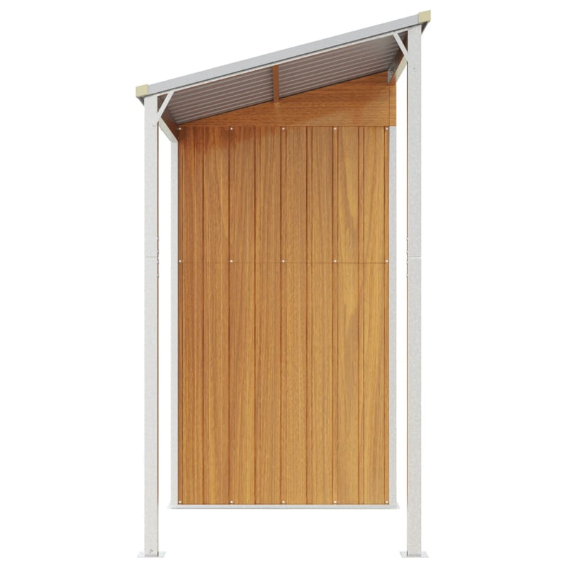 vidaXL világosbarna fészer meghosszabbított tetővel 277x110,5x181 cm