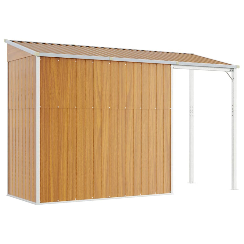 vidaXL világosbarna fészer meghosszabbított tetővel 277x110,5x181 cm