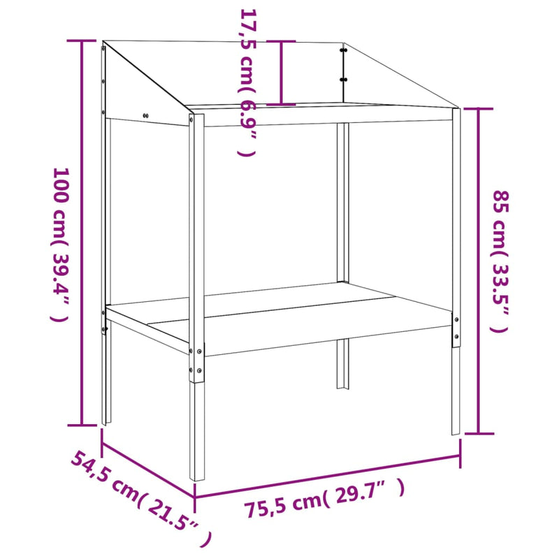 vidaXL antracitszürke horganyzott acél növényállvány 75,5x54,5x100 cm