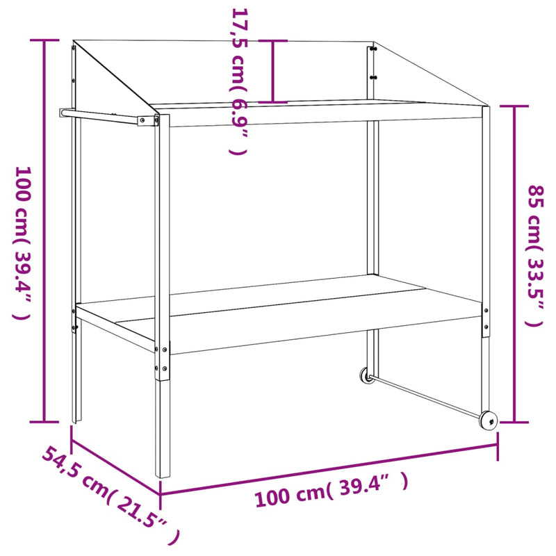 vidaXL antracitszürke horganyzott acél növénytartó 100x54,5x100 cm